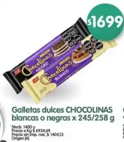 Supermercados Buenos Días Chocolinas galletas dulces blancas o negras oferta
