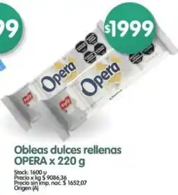 Supermercados Buenos Días Opera obleas dulces rellenas oferta
