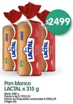 Supermercados Buenos Días Lactal pan blanco oferta