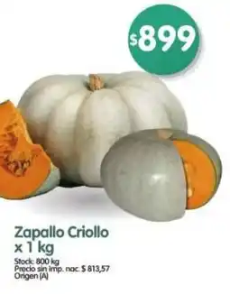 Supermercados Buenos Días Zapallo criollo oferta