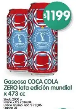 Supermercados Buenos Días Coca cola zero gaseosa lata edición mundial oferta