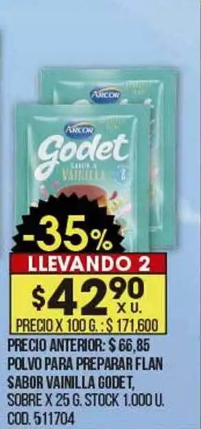 Coto Polvo Para Preparar Flan Sabor Vainilla Godet oferta