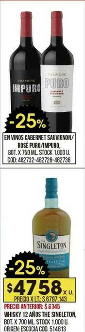 Coto Whisky 12 Años The Singleton oferta