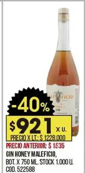 Coto Gin Honey Malefico oferta