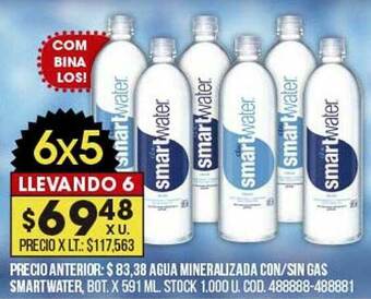 Coto Agua Mineralizada Con Sin Gas Smartwater oferta
