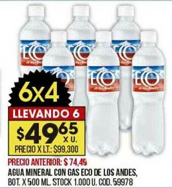 Coto Agua Mineral Con Gas Eco De Los Andes oferta
