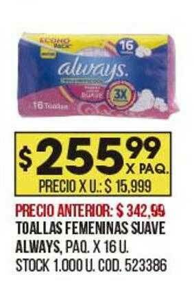 Coto Toallas Femeninas Suave Always oferta