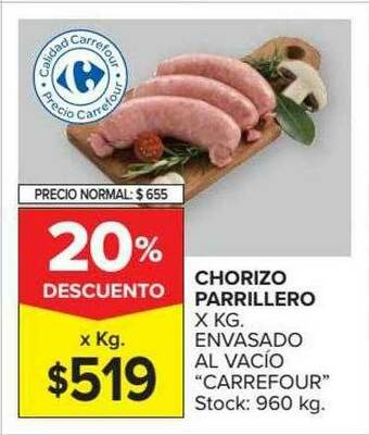 Carrefour Chorizo Parrillero Envasado Al Vacío oferta
