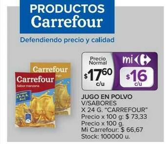 Carrefour Jugo En Polvo oferta