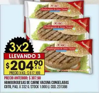 Coto Hamburguesas De Carne Vacuna Congeladas Coto oferta