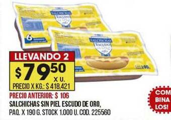 Coto Salchichas Sin Piel Escudo De Oro oferta