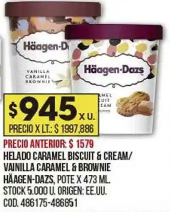 Coto Helado Caramel Biscuit & Cream Vainilla Caramel & Brownie Häagen-dazs oferta