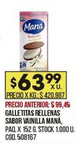 Coto Galletitas Rellenas Sabor Vainilla Maná oferta