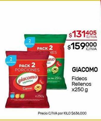 Nini Mayorista Giacomo Fideos Rellenos oferta