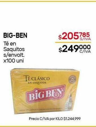 Nini Mayorista Big-ben Té En Saquitos S Envolt oferta