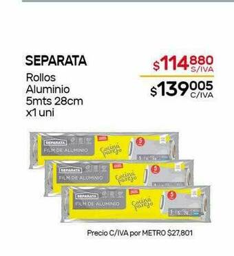 Nini Mayorista Separata Rollos Aluminio 5mts 28cm oferta