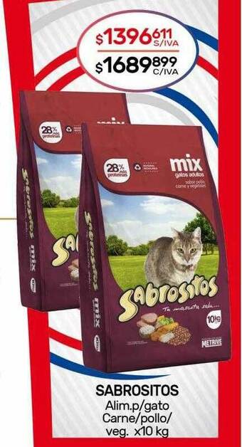 Nini Mayorista Sabrositos Alim P Gato Carne Pollo Veg oferta
