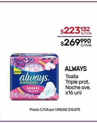 Nini Mayorista Always Toalla Triple Prot Noche Sve oferta