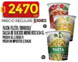 Supermercados DIA Pasta fileto/brocoll salsa de quesos menu box oferta
