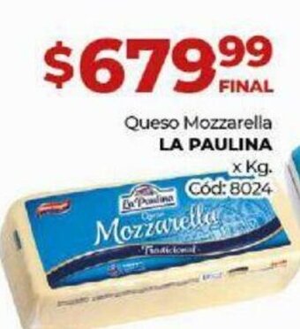 Diarco Queso Mozzarella La Paulina x Kg. oferta