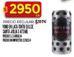 Supermercados DIA Santa julia vino en lata tinto dulce oferta