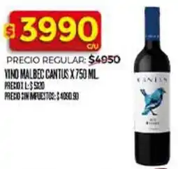 Supermercados DIA Cantus vino malbec oferta