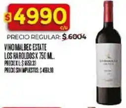 Supermercados DIA Los haroldos vino malbec estate oferta