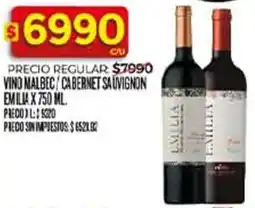 Supermercados DIA Emilia vino malbec cabernet sauvignon oferta