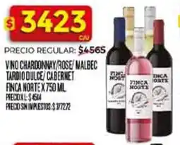 Supermercados DIA Finca norte vino chardonnay/rose/ malbec tardio dulce/cabernet oferta