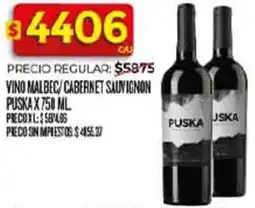 Supermercados DIA Puska vino malbec/cabernet sauvignon oferta