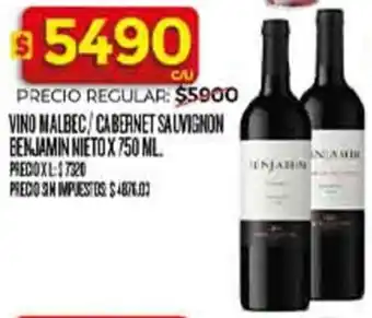 Supermercados DIA Benjamin nieto vino malbec/cabernet sauvignon oferta