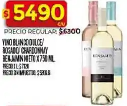 Supermercados DIA Benjamin nieto vino blanco dulce rosado chardonnay oferta