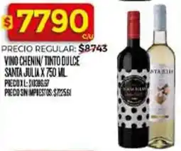 Supermercados DIA Santa julia vino chenin/ tinto dulce oferta