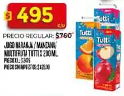Supermercados DIA Tutti jugo naranja/manzana multifruta oferta