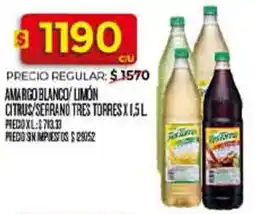 Supermercados DIA Tres torres amargo blanco/limón citrus/serrano oferta
