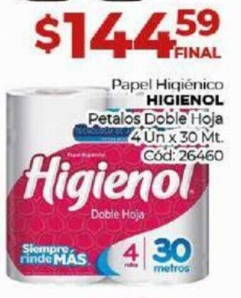 Diarco Papel Higiénico Higienol Petalos Doble Hoja 4 Un x 30 Mt. oferta