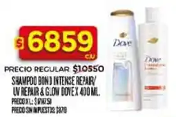 Supermercados DIA Dove shampoo bond intense repair/ uv repair&glow oferta