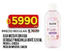 Supermercados DIA Bonté agua micelar con agua de rosas y manzanilla oferta