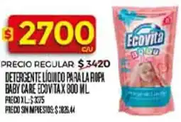 Supermercados DIA Ecovita detergente líquido para la ropa baby care oferta