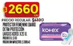 Supermercados DIA Kotex protector femenino damo extra protección largos oferta