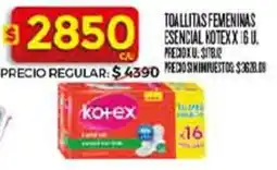 Supermercados DIA Kotex esencial toallitas femeninas oferta