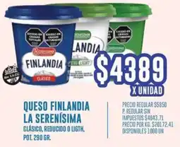Supermercados Vea La serenísima queso finlandia clásico, reducido o ligth, pot. oferta