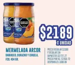 Supermercados Vea Arcor mermelada damasco, durazno y ciruela, fco. oferta