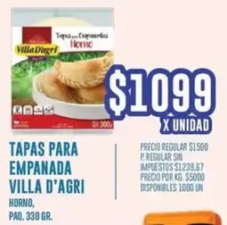 Supermercados Vea D'agri tapas para empanada villa horno, paq. oferta