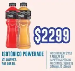 Supermercados Vea Powerade isotónico vs. sabores, bot. oferta