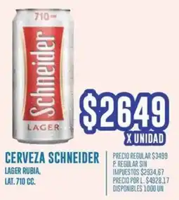 Supermercados Vea Schneider cerveza lager rubia lat oferta