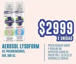 Supermercados Vea Lysoform aerosol vs. presentaciones, aer. oferta