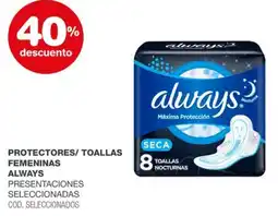 Atomo Conviene Always protectores/ toallas femeninas presentaciones seleccionadas oferta
