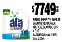 Supermercados Yaguar Ala jabon liquido matic ecolavado d/p oferta