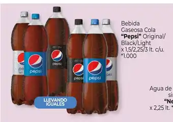 La Anonima Pepsi Bebida Gaseosa Cola Original/Black/Light x 1,5/2,25/3lt. c/u oferta